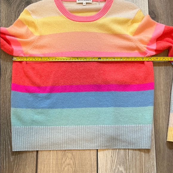 White + Warren 100% Cashmere Colorful Striped Women's Sweater, Large - Picture 9 of 10